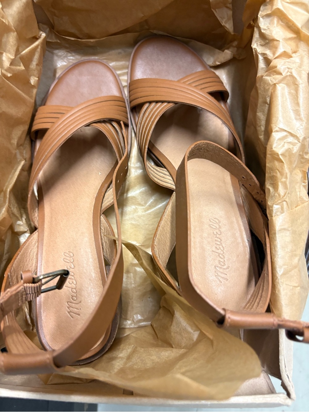 Madewell Multistrap Heeled Sandals in Leather. Size 10. Like New.